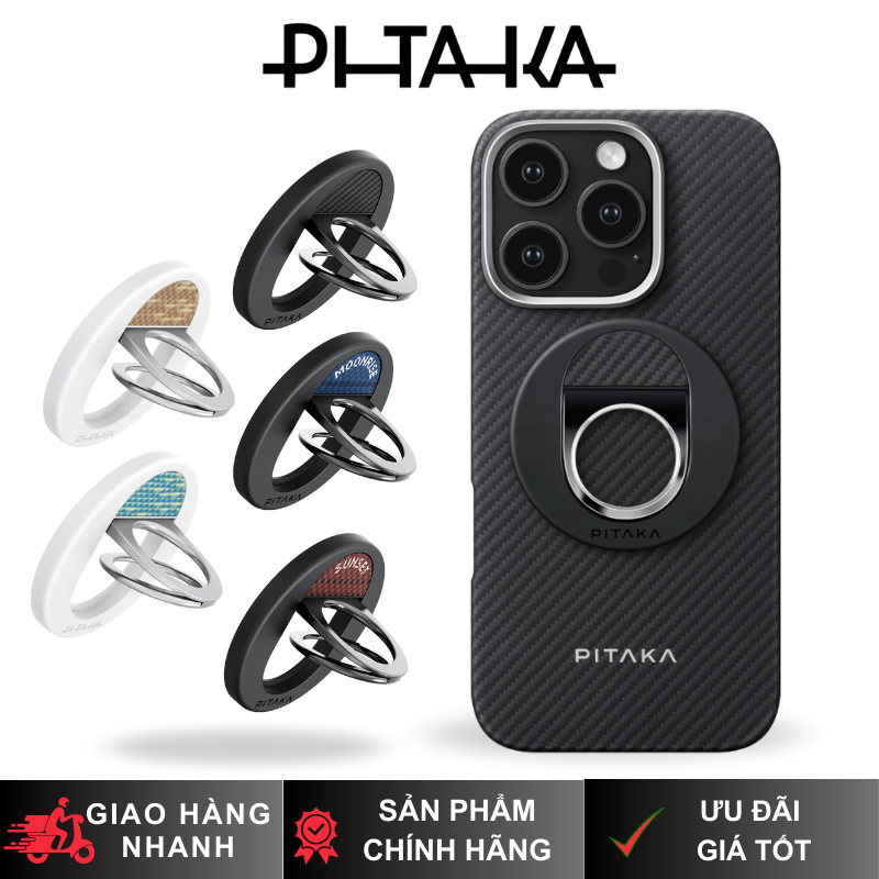 Giá Đỡ Sunset| Moonrise| Black| GoldGlint| LucidBlue PITAKA MagEZ Grip 3 Stand Ring Holder cho iP Hà