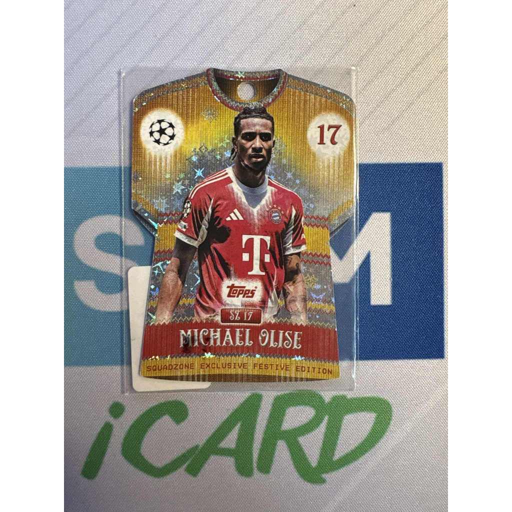 Thẻ bóng đá N126 Michael Olise Bayern Munich Festive Freeze Topps Squadzone Exclusive – Festive Edit