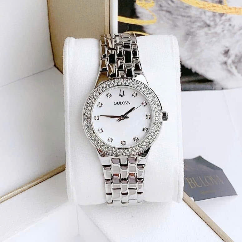 Đồng hồ nữ dây thép Bulova Crystal Quartz 96X144