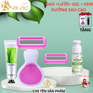 Combo Dao, lưỡi, gel, serum và Cạo Lông Vùng Kín Bikini, Mặt, Nách Cho Nữ Đầu Bơ Chuyên Dụng Siêu Sạch