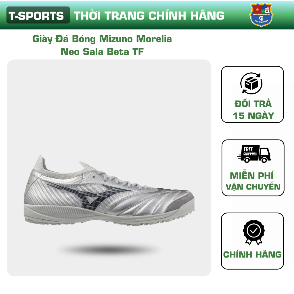 Giày Đá Bóng Mizuno Morelia Neo Sala Beta TF Made in Japan – Platinum Silver Chính Hãng