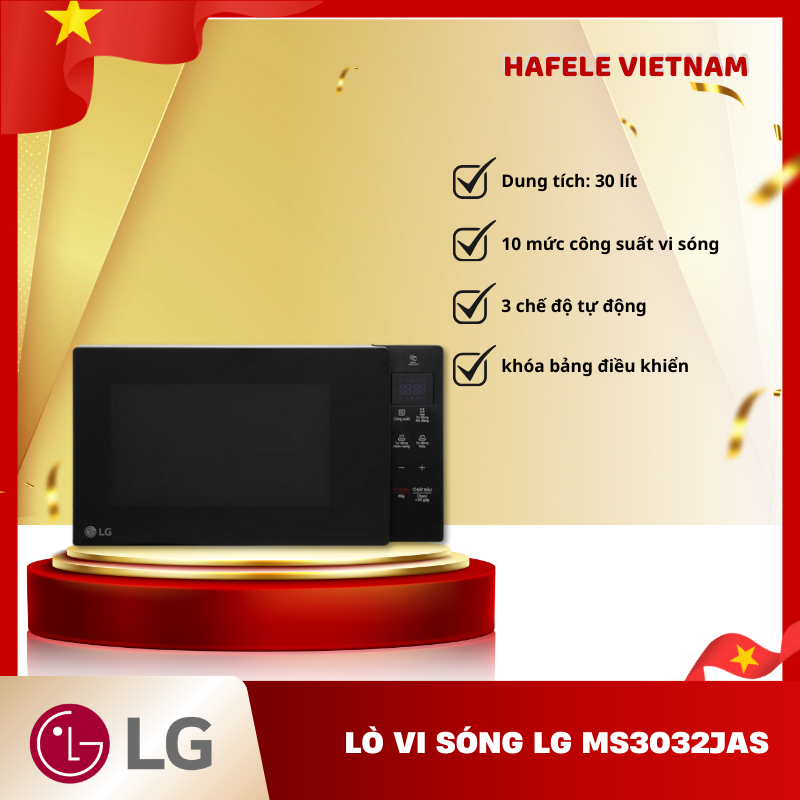 Lò vi sóng LG MS3032JAS - Dung tích 30L - 3 Chế Độ Tự Động - Khoang Lò Có Đèn - FEM