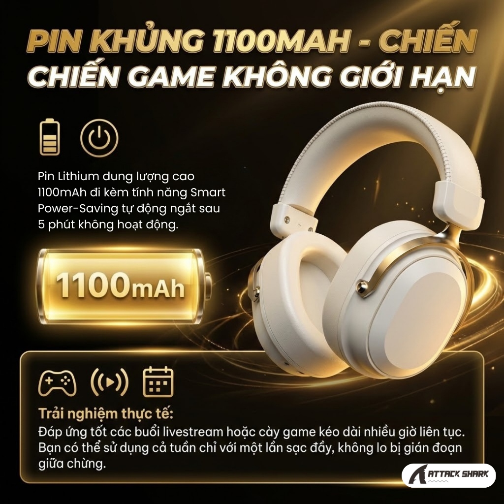 Tai Nghe Gaming Không Dây Attack Shark L30PRO - Âm Thanh Vòm 7.1, Độ Trễ Thấp 20ms, Pin Trâu 1100mAh | BigBuy360 - bigbuy360.vn