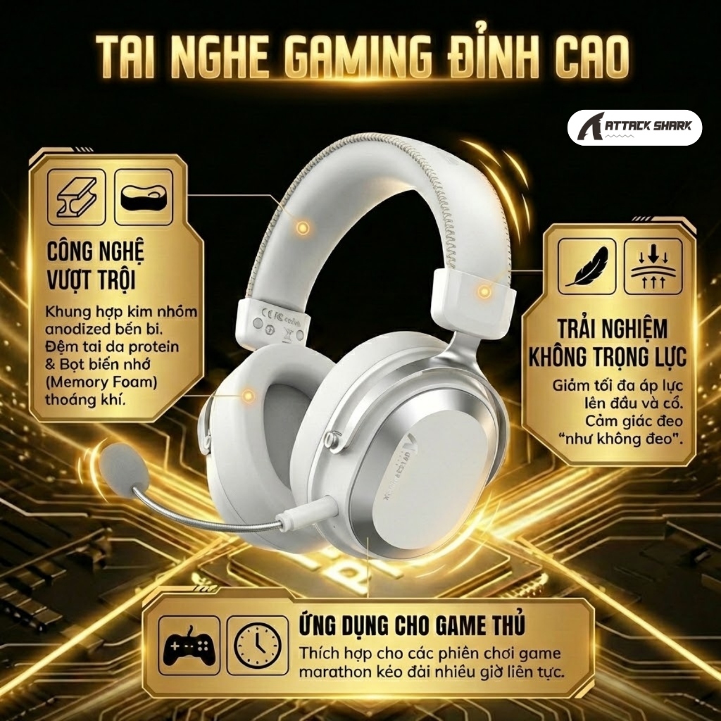 Tai Nghe Gaming Không Dây Attack Shark L30PRO - Âm Thanh Vòm 7.1, Độ Trễ Thấp 20ms, Pin Trâu 1100mAh | BigBuy360 - bigbuy360.vn