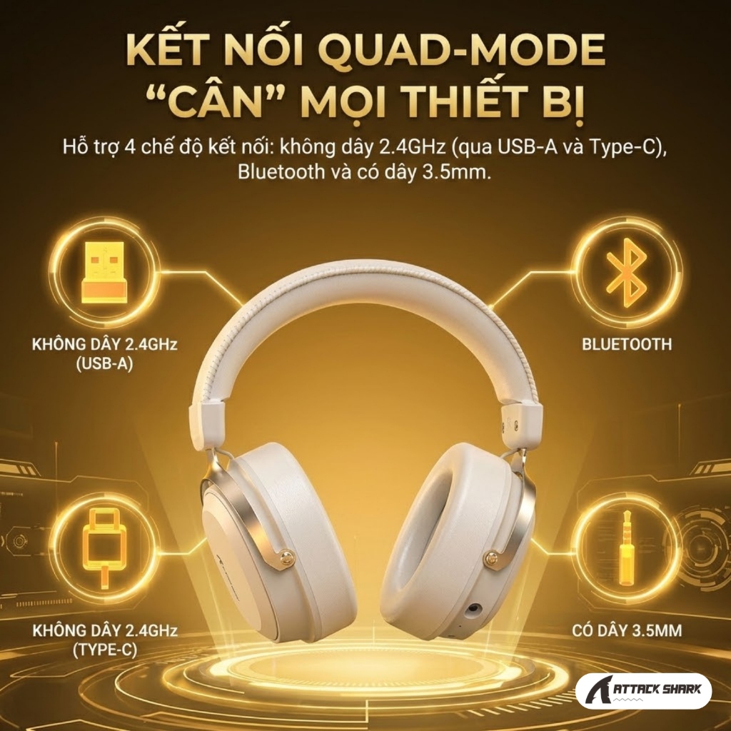 Tai Nghe Gaming Không Dây Attack Shark L30PRO - Âm Thanh Vòm 7.1, Độ Trễ Thấp 20ms, Pin Trâu 1100mAh | BigBuy360 - bigbuy360.vn