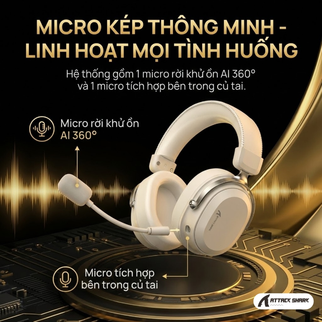 Tai Nghe Gaming Không Dây Attack Shark L30PRO - Âm Thanh Vòm 7.1, Độ Trễ Thấp 20ms, Pin Trâu 1100mAh | BigBuy360 - bigbuy360.vn