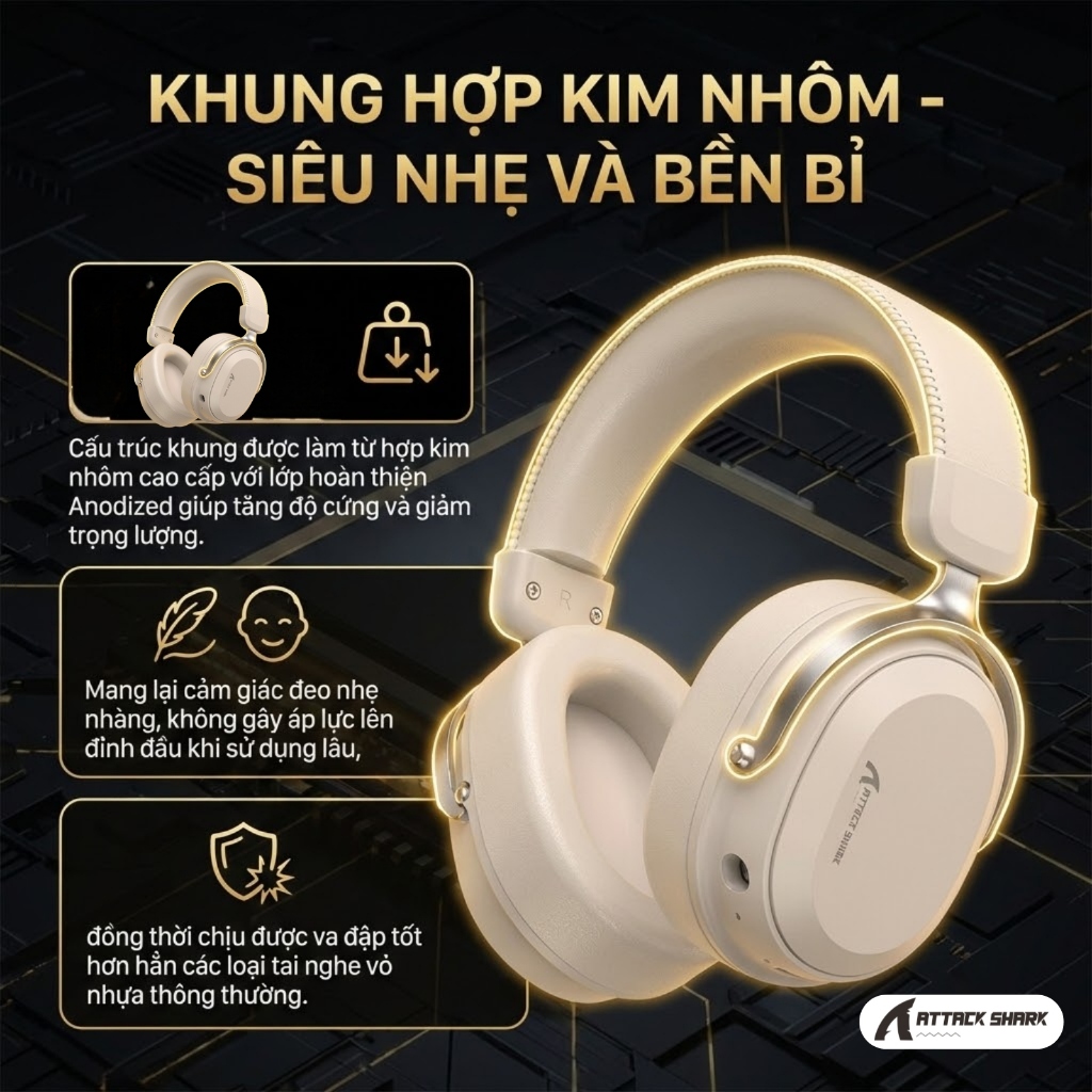 Tai Nghe Gaming Không Dây Attack Shark L30PRO - Âm Thanh Vòm 7.1, Độ Trễ Thấp 20ms, Pin Trâu 1100mAh