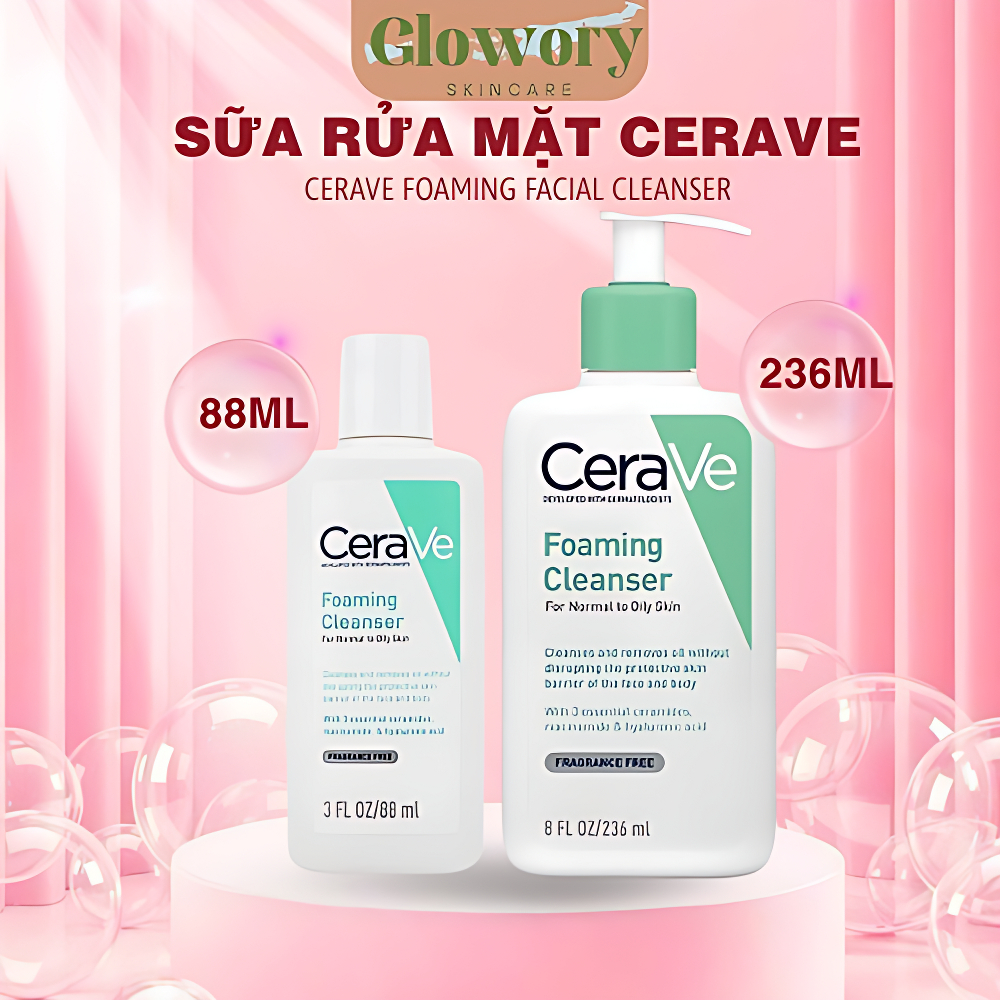 Sữa Rửa Mặt CeraVe Foaming Facial Cleanser 88ml – Giúp Giảm Bóng Dầu, Mang Lại Bề Mặt Da Khô Thoáng