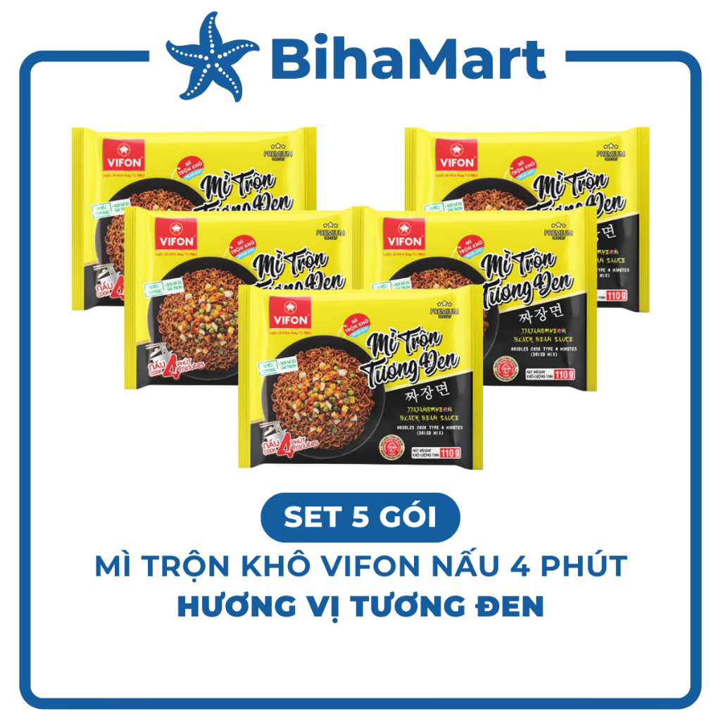 [SET 5 GÓI] - VIFON - Mì Vifon nấu 4 phút hương vị Trộn Tương Đen (110g/gói) - Mì Trộn Tương Đen nấu