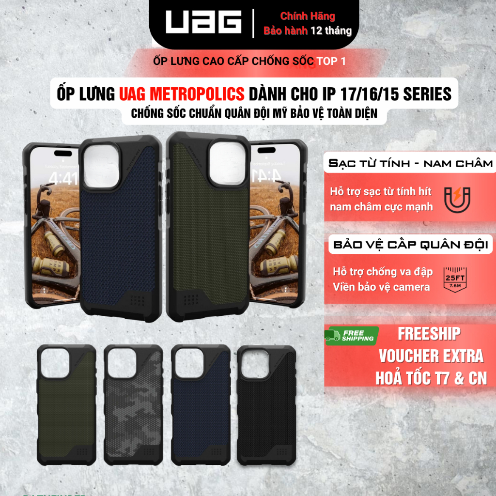 [iPhone 17/16/15 Series] Ốp Lưng UAG Metropolis LT Magnet – Bền Chuẩn Quân Đội, Chống Sốc 4.8m, Hỗ T