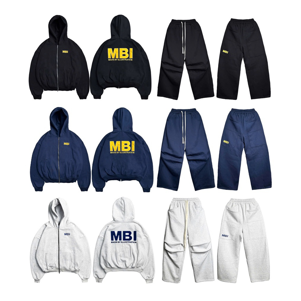 MBI "SIGNATURE" LOGO ZIP HOODIE | set áo khoác và quần nỉ MBI