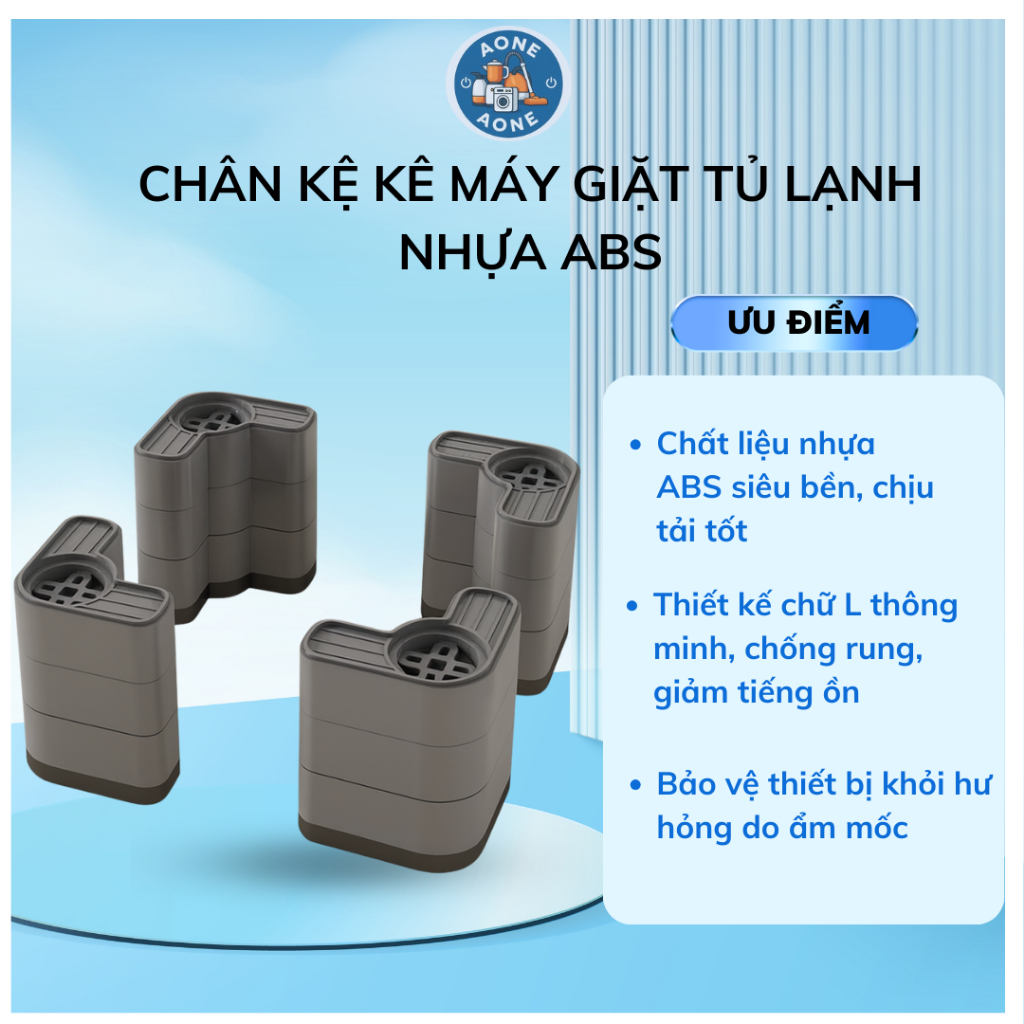 Chân kệ kê tủ lạnh máy giặt chất liệu nhựa ABS, an toàn bảo vệ đồ dùng gia đình nhà bạn