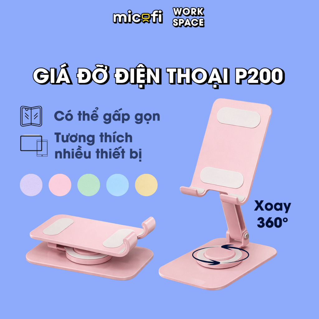 Giá Đỡ Điện Thoại Micofi Giá Đỡ Ipad, Kê Điện Thoại, Đỡ Ipad Xoay 360 Độ, Đỡ Tablet Để Bàn Màu Paste