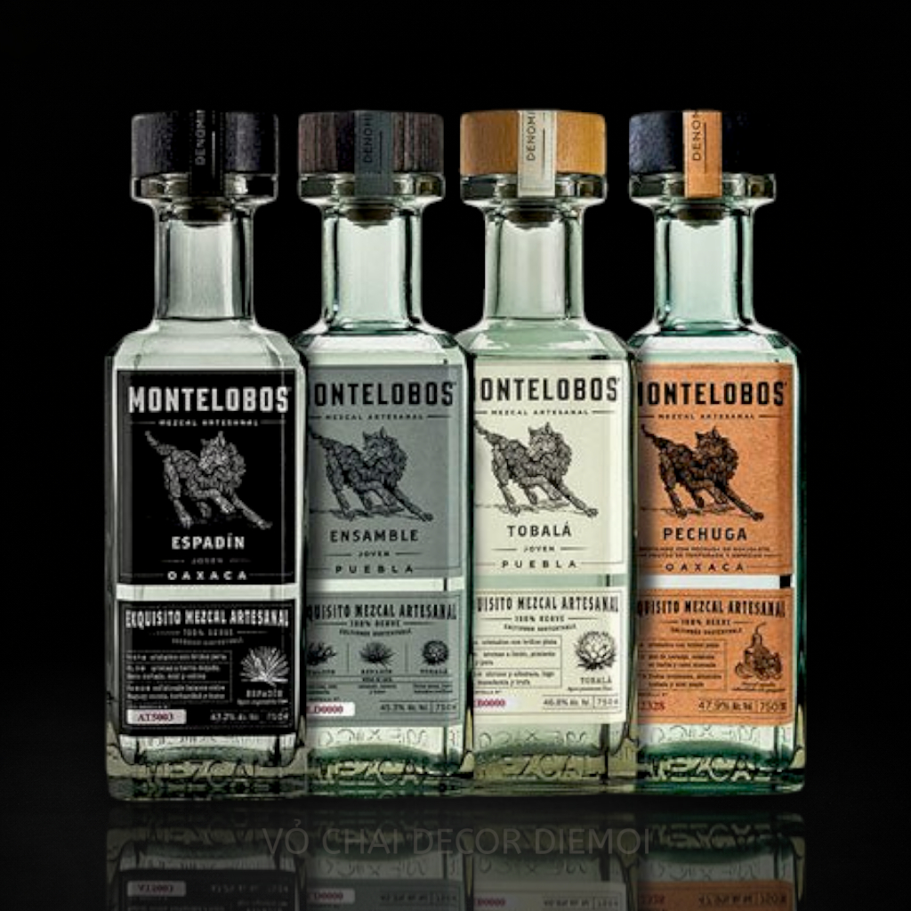 [ DIEMOI ] Vỏ Chai Mezcal Montelobos | Decor Cao Cấp – Trang Trí Quán Bar, Cafe, Studio – Sưu Tầm