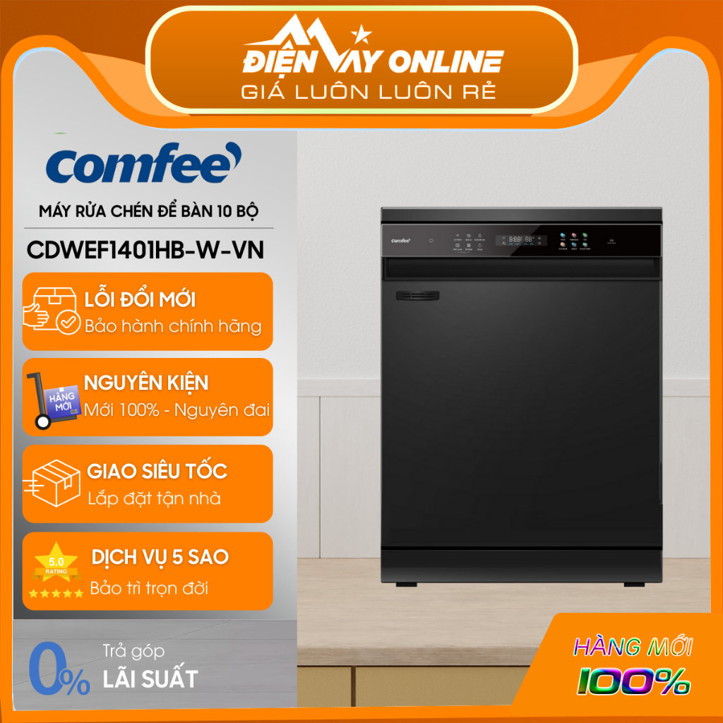 Máy rửa chén COMFEE CDWEF1401HB-W-VN - 14 bộ, tính năng sấy khô | Bảo hành 24 tháng