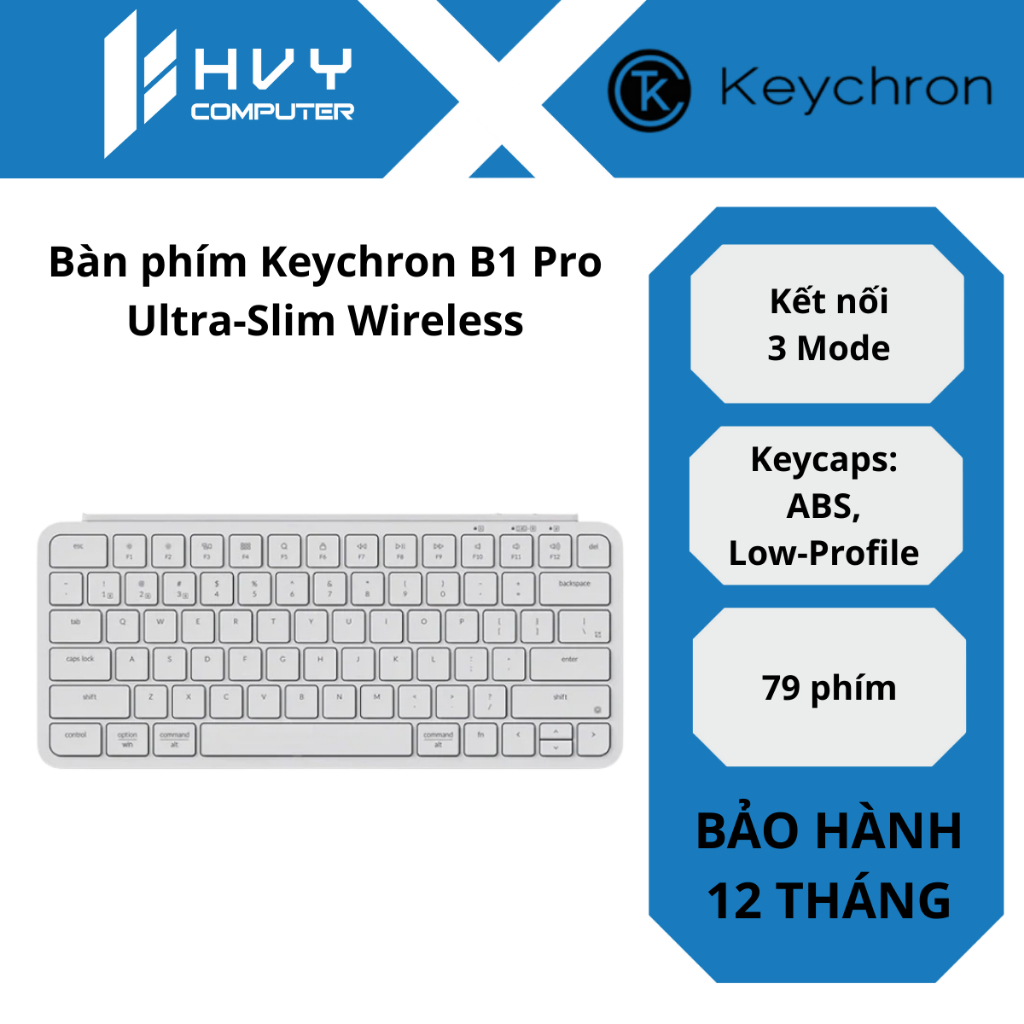 Bàn phím Keychron B1 Pro Ultra-Slim Wireless - Hàng Chính Hãng