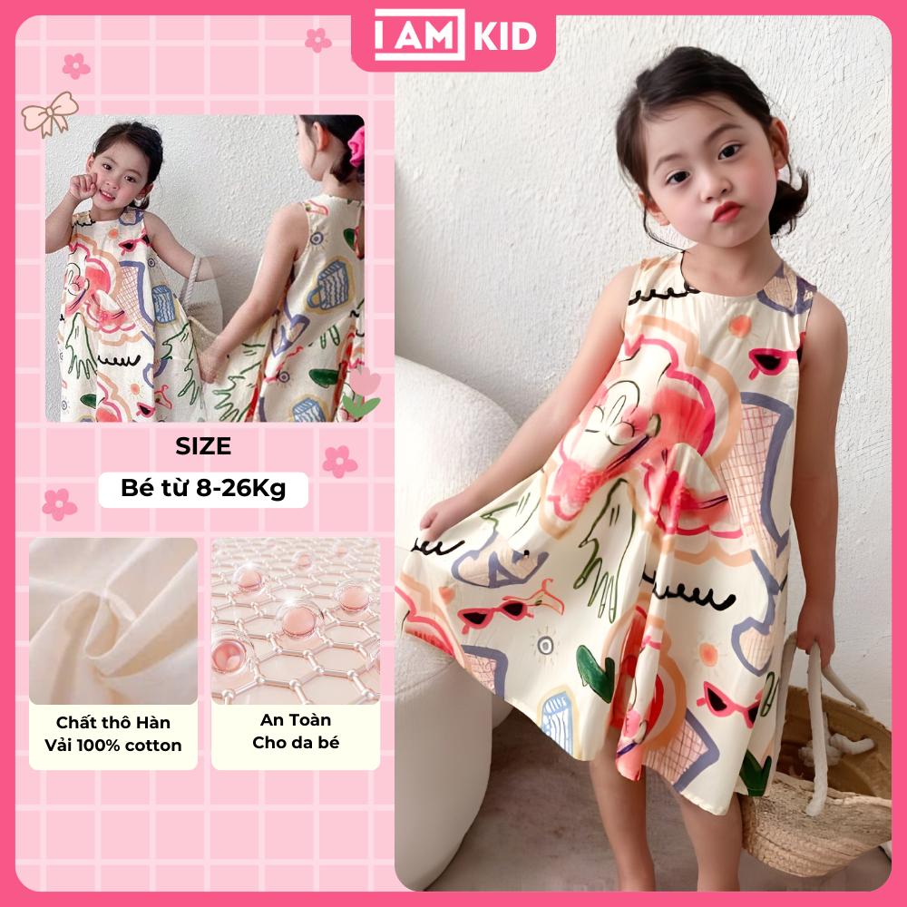 Đầm Thời Trang Mùa Hè Phong Cách Hàn Quốc Mới Cho Bé Gái IK16 - I am Kids