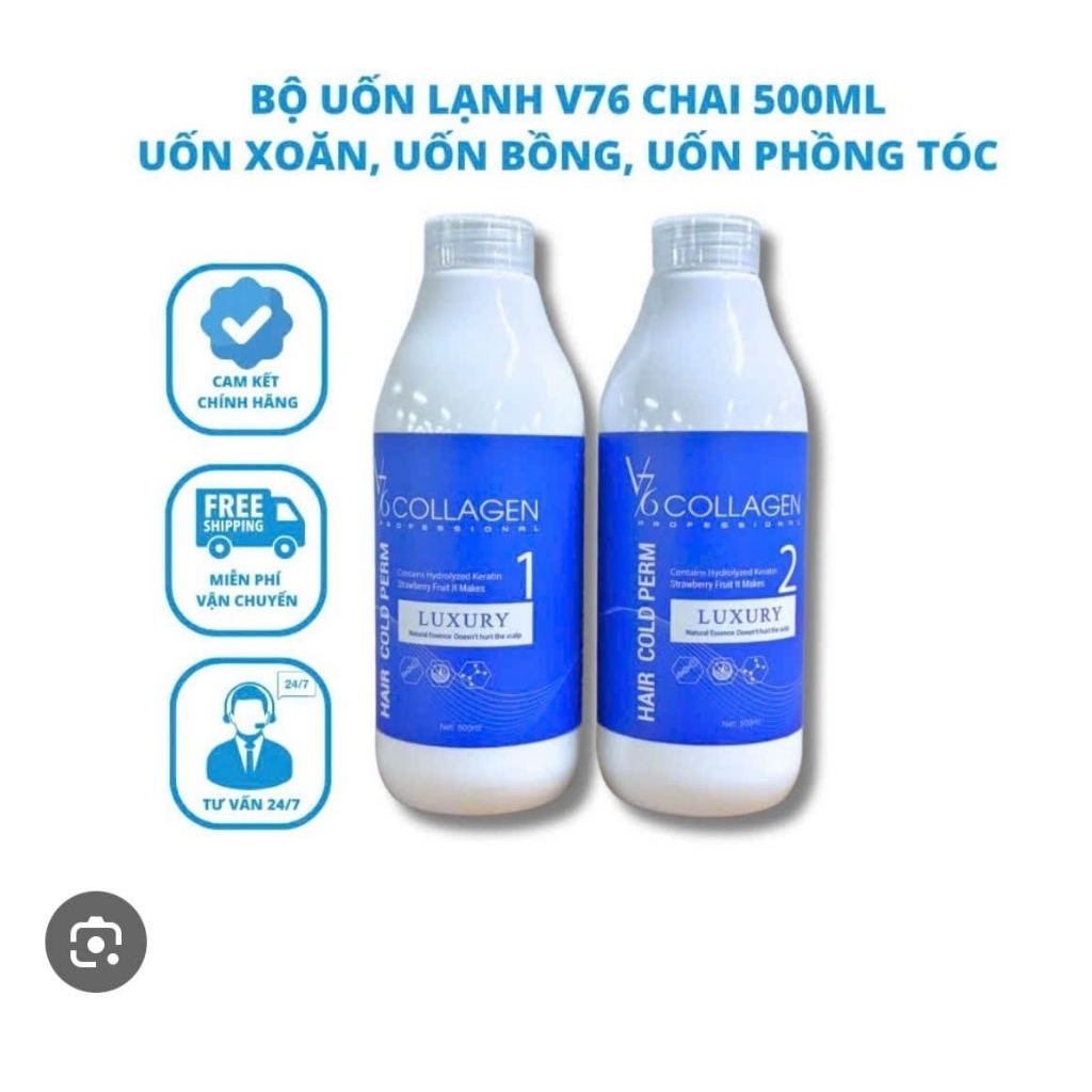 Kem uốn lạnh v76 collagen tóc nam nữ set 500ml sóng căng