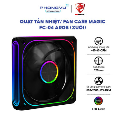 Quạt tản nhiệt Fan Case MAGIC FC-04 ARGB Black - 120mm - 2000 RPM - Độ ồn thấp - Bảo hành 12 tháng