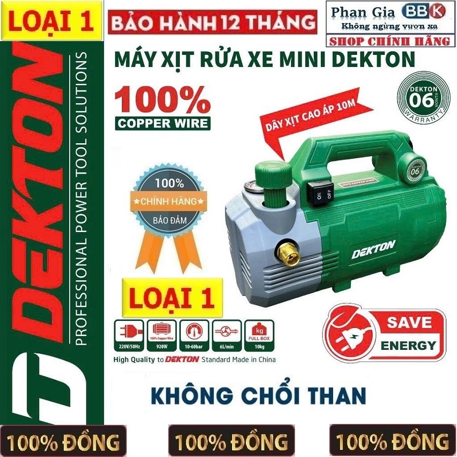[CHÍNH HÃNG] Máy Rửa Xe Dekton DK-CWR2351R, Công suất 920W, Chỉnh Áp - Motor Lõi Đồng 100%, Bảo Hành 12 tháng | BigBuy360 - bigbuy360.vn