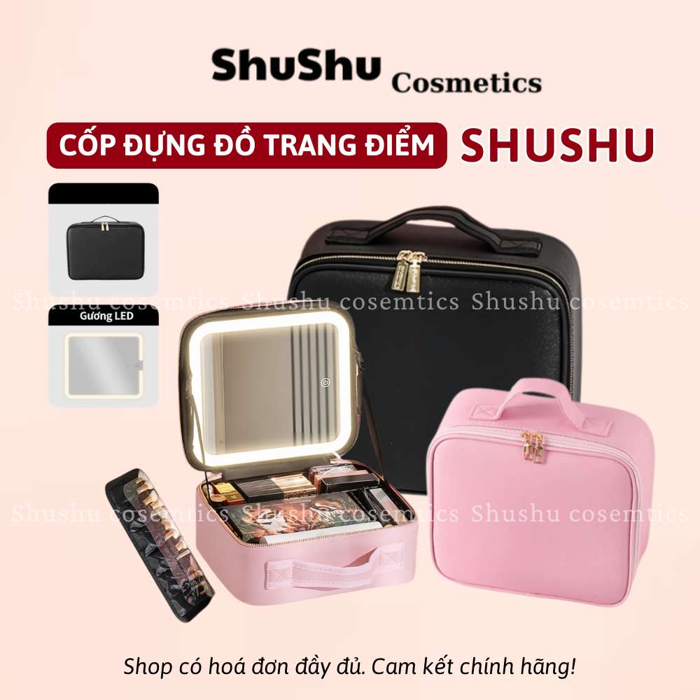 Cốp Makeup,Cốp Đựng Đồ Trang Điểm,Túi Đựng Đồ Makeup Có Gương Đèn LED,Thiết Kế Thông MInh SHUSHU COS