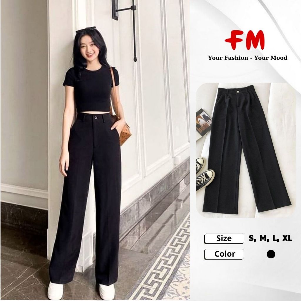 Quần Tây Ống Suông Lưng Cao Nữ FMSTYLE Shop - Tuyết Mưa Cao Cấp, Tôn Dáng Chuẩn Công Sở 25052164
