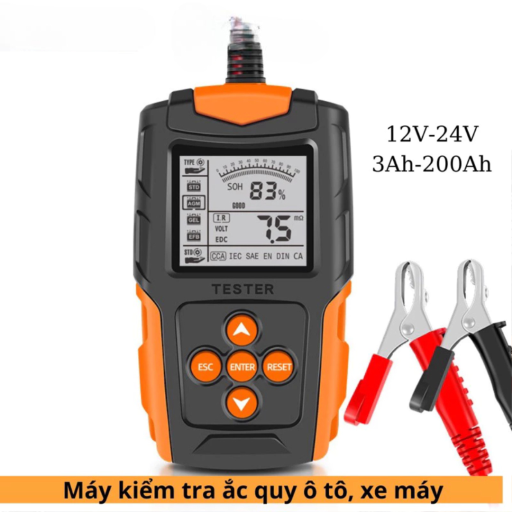 [Top Value] Máy kiểm tra ắc quy ô tô , xe máy FBT 200 12V-24V 3AH-200AH kiểm tra pin CCA , đo điện t