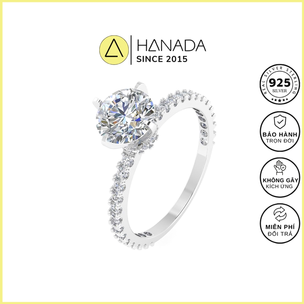 Nhẫn BẠC 925 Đá Trụ 6.5MM Chuẩn 6A 120 Lát Cắt (Bảo hành Trọn Đời) Grace Trang Sức Bạc Đi Tiêc 2572 P15