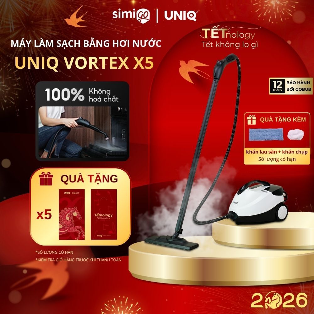 Máy làm sạch hơi nước nóng UNIQ Vortex X5 lau nhà đa năng xịt rửa vệ sinh nội thất ô tô nhà bếp sofa