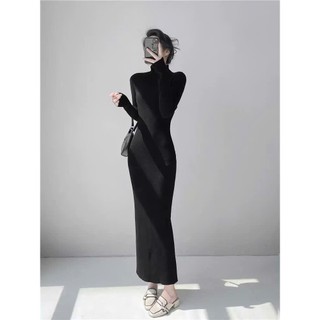 Đầm Dáng Dài Midi Ôm Dáng - Váy Body Nữ Tay Dài Chất Len Tăm Mềm Mịn Co Giãn Freesize Cinzy