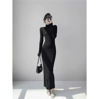 Đầm Dáng Dài Midi Ôm Dáng - Váy Body Nữ Tay Dài Chất Len Tăm Mềm Mịn Co Giãn Freesize Cinzy