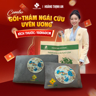 Combo Thảm Và Gối Ngải Cứu Uyên Ương Hoàng Thịnh An Happy Life