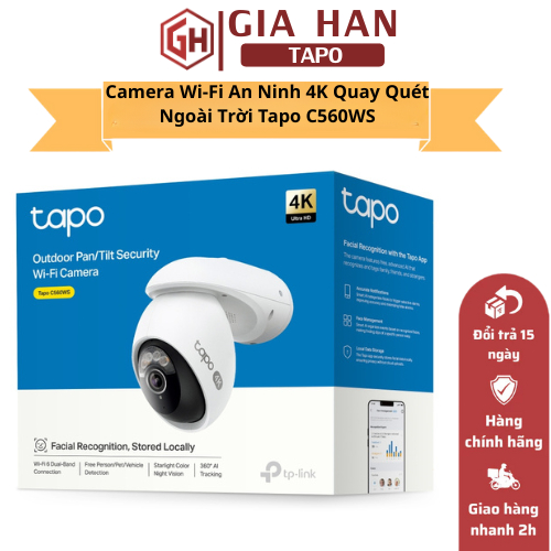 Camera Wi-Fi An Ninh 4K TP-Link Tapo C560WS Ngoài Trời | Băng Tần Kép, Màu Ban Đêm, Chuẩn IP66