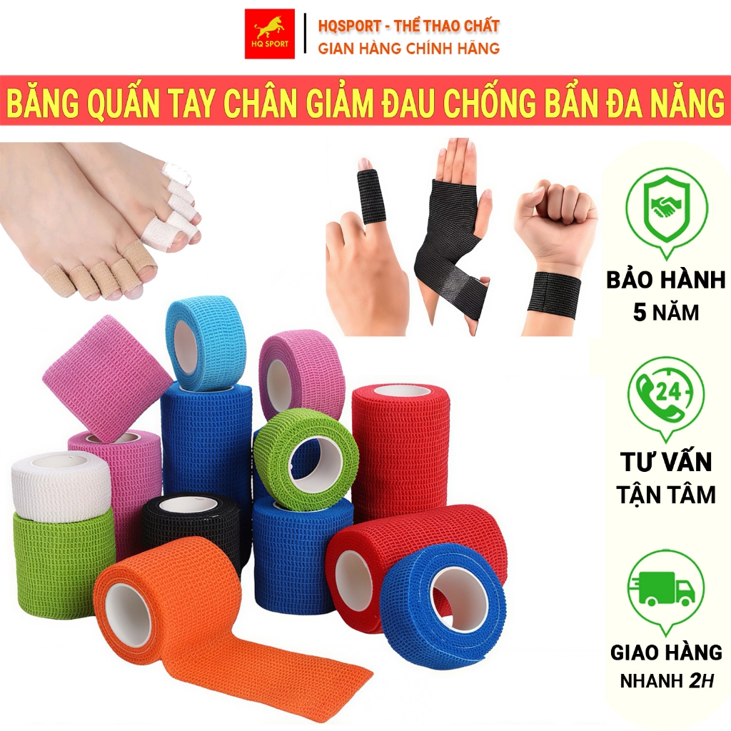 Băng Keo Thể Thao, Băng Dính Y Tế Quấn Tay Chân Vải Cao Su Non Êm Giảm Đau Tránh Chấn Thương Hiệu Quả Nam Nữ Dài 4,5M