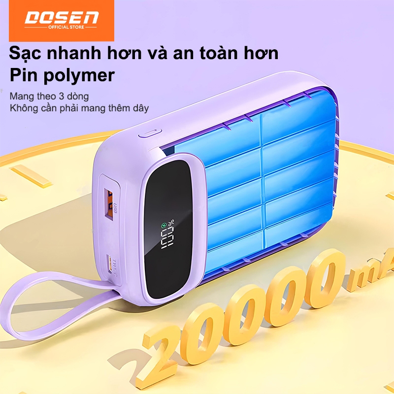 dosen pd22.5w sạc dự phòng power bank tự mang theo dây đôi pin dự phòng màn hình led tích hợp tích hợp 10000mah-42000mah | BigBuy360 - bigbuy360.vn
