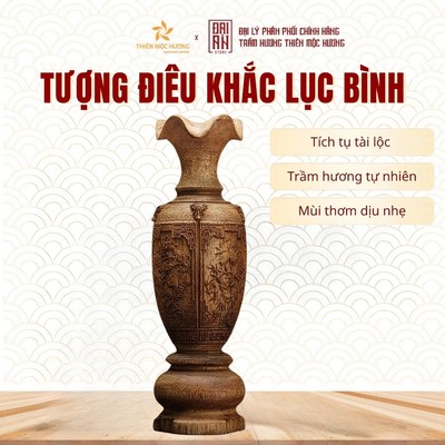 Lục Bình Gỗ Hương Tích Trầm 12-14 Năm Thiên Mộc Hương - Vật Phẩm Phong Thủy Cao Cấp Trang Trí Phòng Khách, Chiêu Tài Giữ