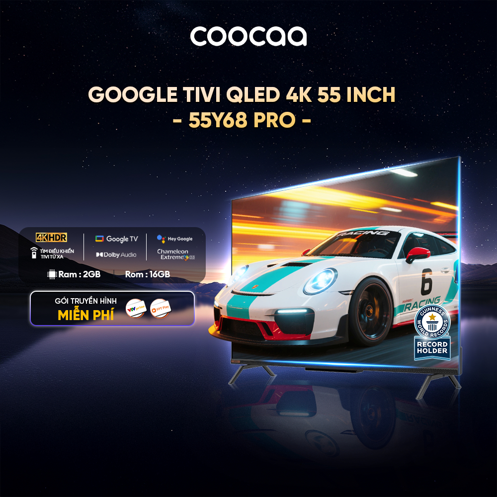 [Miễn phí lắp đặt HCM - HN] Google TV QLED Coocaa 55 inch - 55Y68 Pro | BigBuy360 - bigbuy360.vn