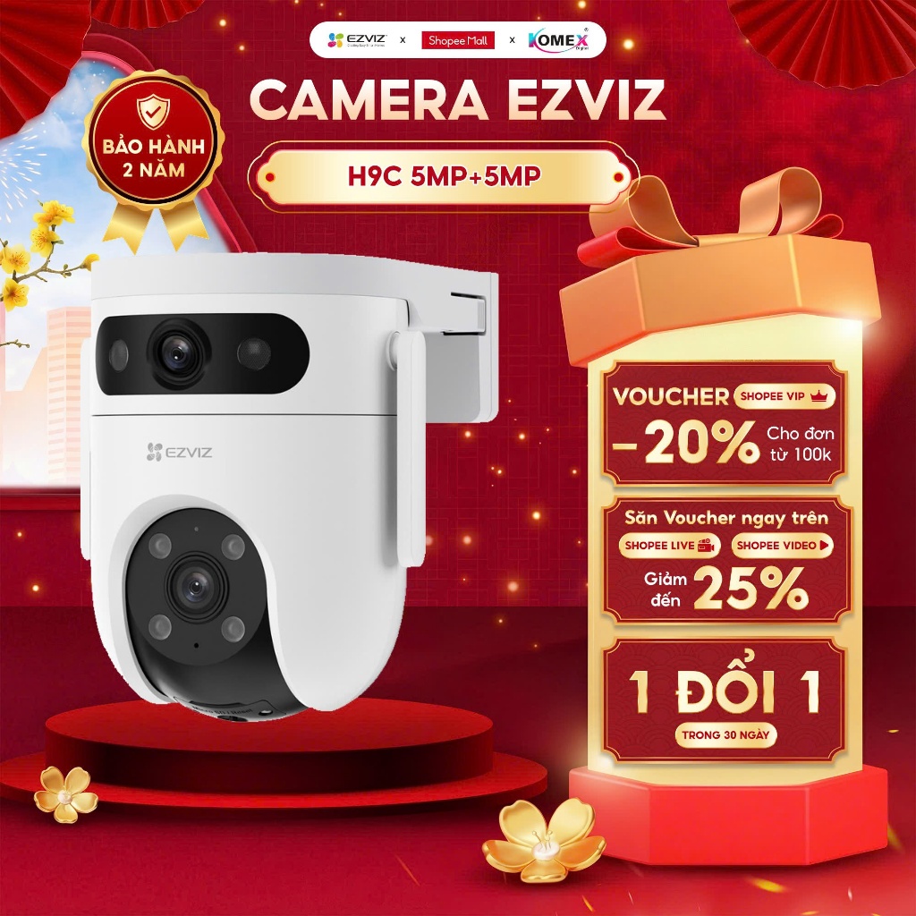 Camera Wifi 2 Mắt Ngoài Trời EZVIZ H9C 6MP, 10MP H90 8MP Độ Phân Giải 2K/3K đàm thoại 2 chiều | Phát hiện người & xe cộ