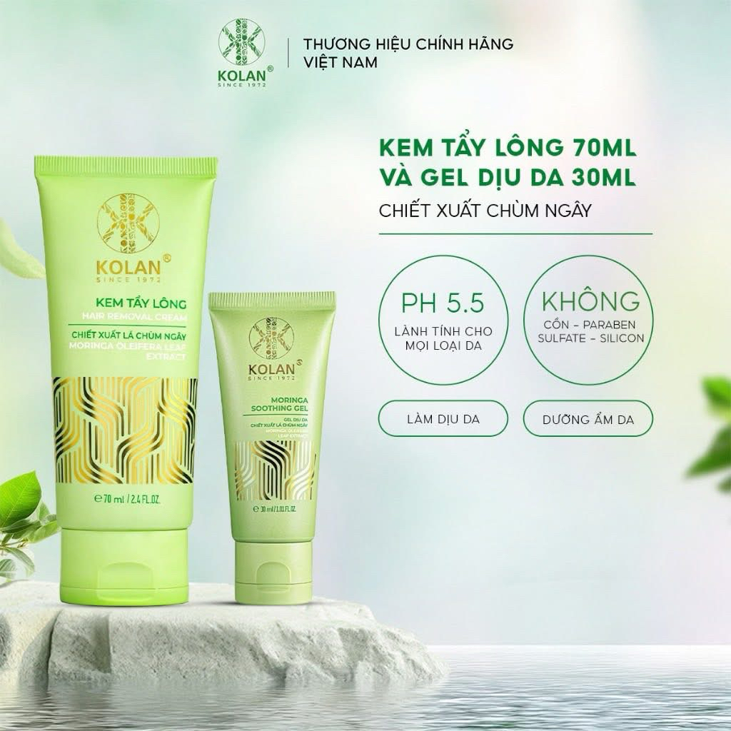 Combo Kem Tẩy Lông KOLAN 70ml & Gel Dịu Da KOLAN 30ml