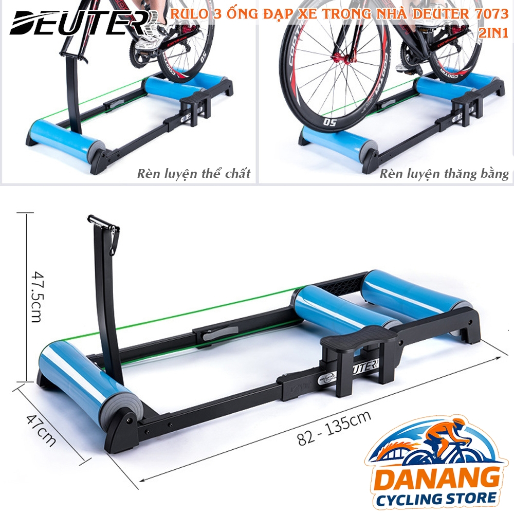Rulo 3 Ống Đạp Xe Trong Nhà DEUTER 7073  2 Trong 1 – Roller Trainer Tập Cân Bằng, Luyện Thể Lực