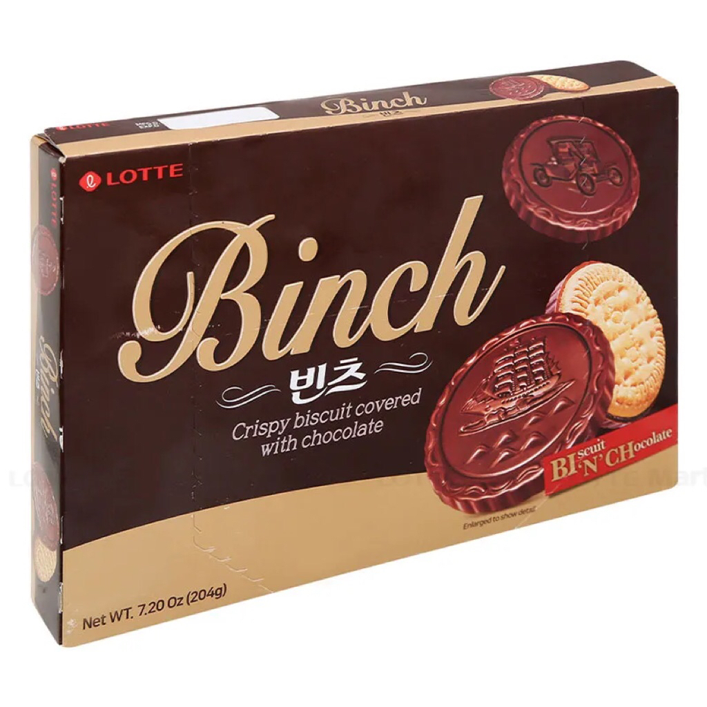 Bánh quy phủ socol  Binch Lotte 102g-204g