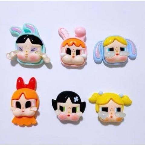 Set jibbitz charm theo chủ đề Powerpuff Girls trang trí dép sục, Jibbitz charm sticker powerpuff gir