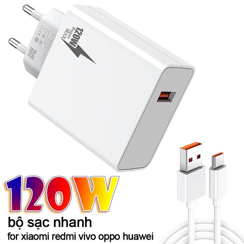 Bộ sạc nhanh USB Type C 120W loại US/EU cho xiaomi redmi vivo oppo super max ,Sạc Điện Thoại Bộ Sạc 