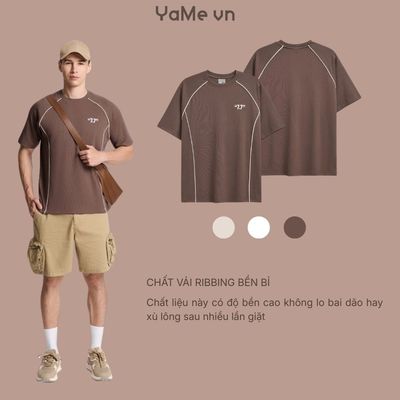 Áo Thun Nam Phối Viền Màu DurableTex™ Vải Thun Gân Đanh Chắc Seventy Seven 043 Dáng Rộng Rãi F4 23561 |YaMe|