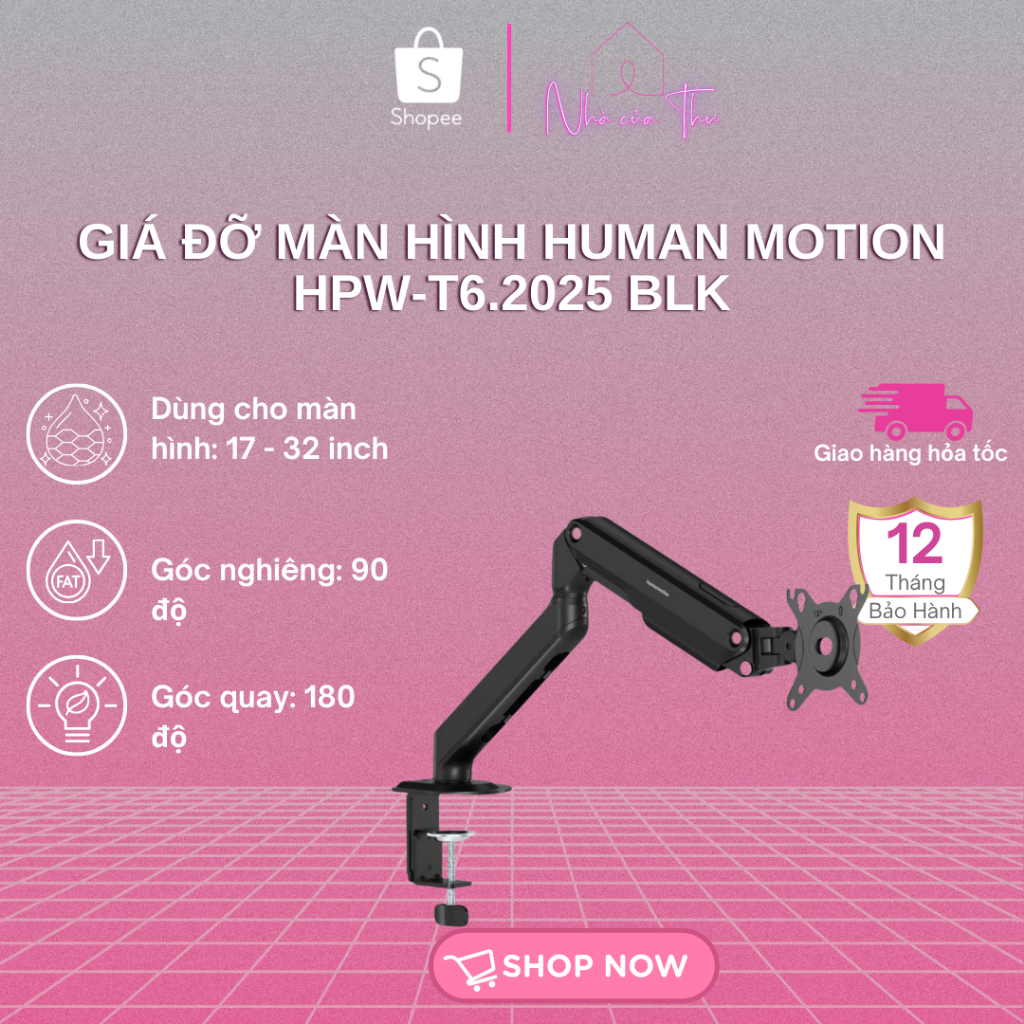 Giá đỡ màn hình Human Motion HPW-T6.2025 BLK - Bảo hành 12 tháng