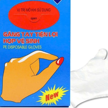 Hộp 100 Găng tay nilon. Găng tay nilon dùng 1 lần, găng tay làm bếp vệ sinh, bảo vệ tay sạch sẽ