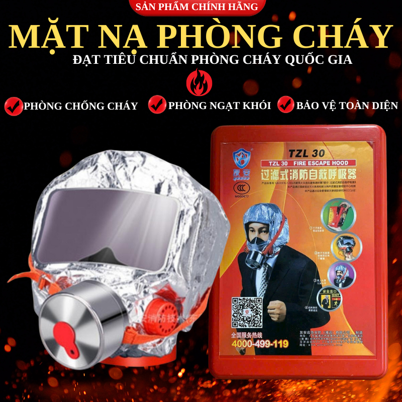 Mặt Nạ Phòng Cháy, Chống Khói, Phòng Độc Chuẩn Quốc Gia, Mặt Nạ Phòng Cháy Cho Trẻ Em, HSD 3 Năm