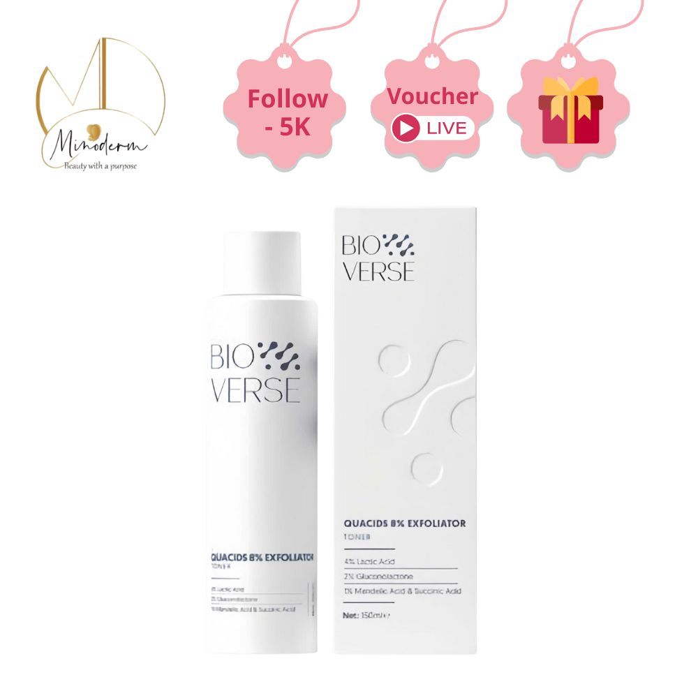 Toner Bioverse Quacids 8% Exfoliator tẩy da chết hóa học, giúp làm sạch, tái tạo, giảm mụn.