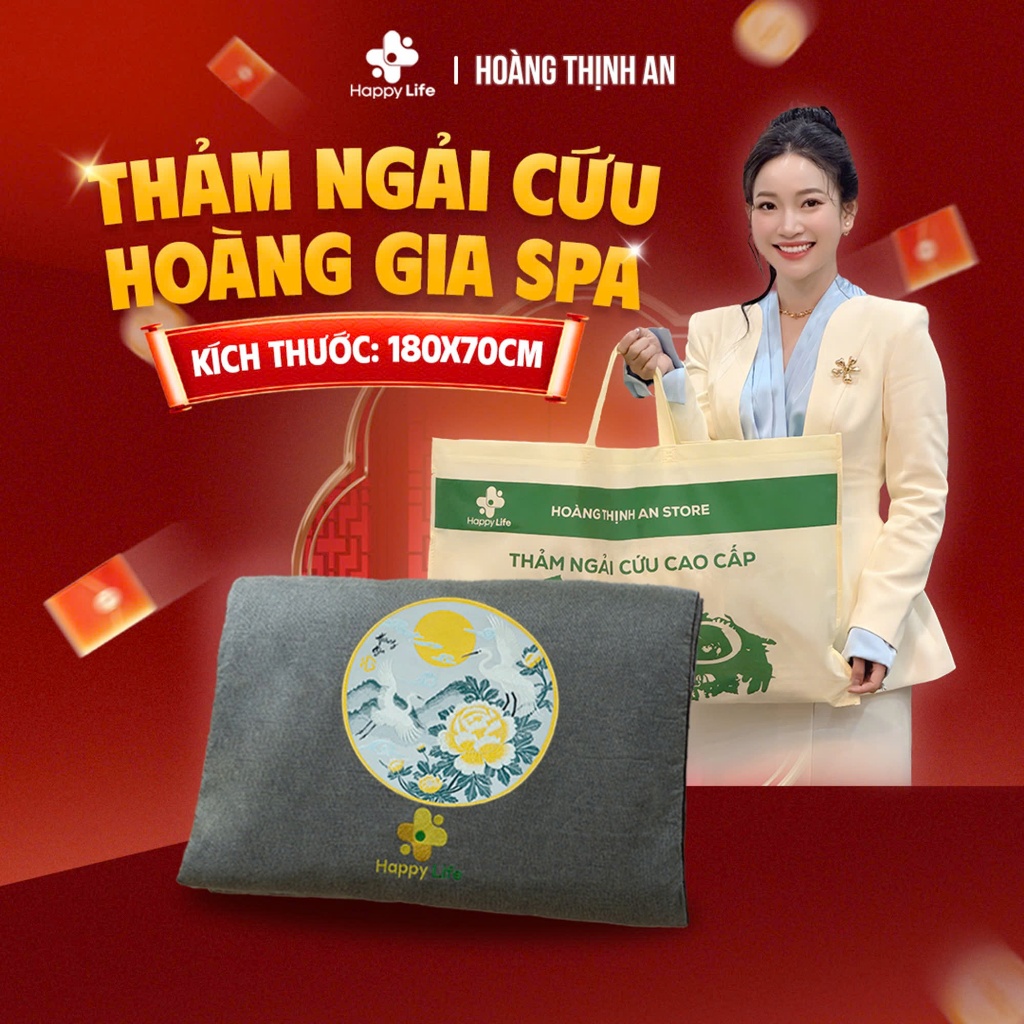 [Thảm To 180x70cm] Thảm Ngải Cứu Hoàng Thịnh An Hoàng Gia Spa Thượng Hạng Happy Life Chính Hãng