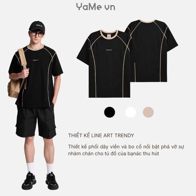 Áo Thun Nam EasyCare™ Ít Nhăn Phối Viền Đơn Giản Seventy Seven 046 Dáng Rộng Rãi F4 23554 |YaMe|